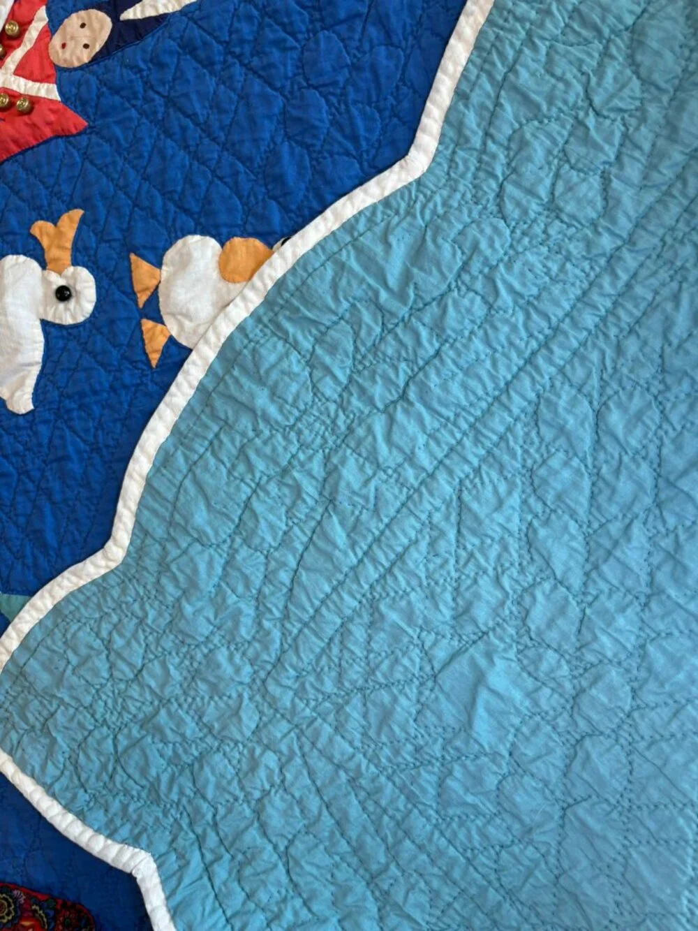 Antique 1930s Applique Quilt Dutch Folk Art Child Nursery Handmade 44x67 Gift